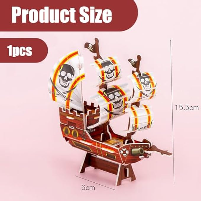1 PIECE PIRATE SHIP 3D PUZZLE BOYS AND GIRLS HANDMADE ASSEMBLY TOY - Image 2